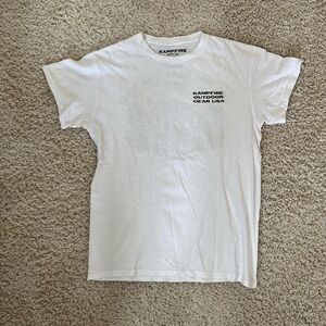 Tilly's White Crewneck 'Kampfire Outdoor Gear USA' Graphic Tee